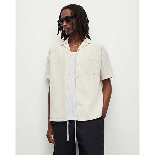 Allsaints Australia Mens Vedra Textured Shirt White AU78-136